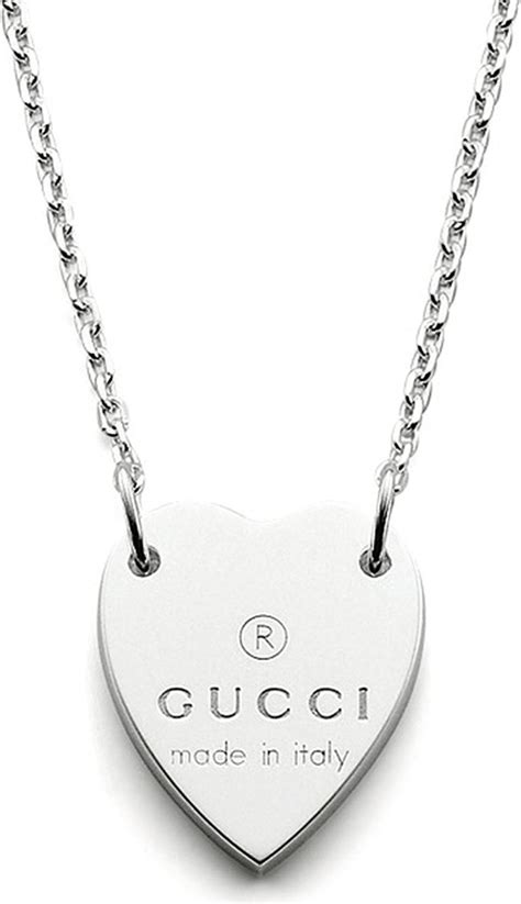 gucci sterling silver heart necklace women stores|gucci trademark heart silver necklace.